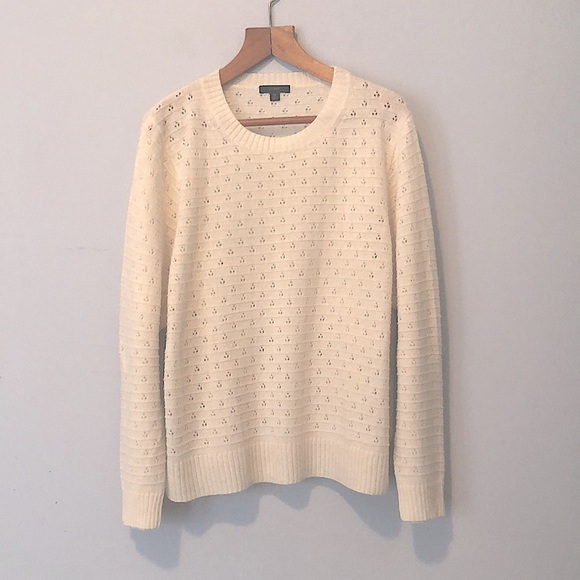 J. Crew Ivory Pointelle Crewneck Sweater - Picture 12 of 13